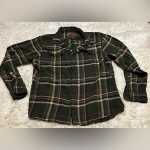 ORVIS Men’s Size XL Green Plaid Button-Up Heavy Duty Shacket 100% Cotton EUC